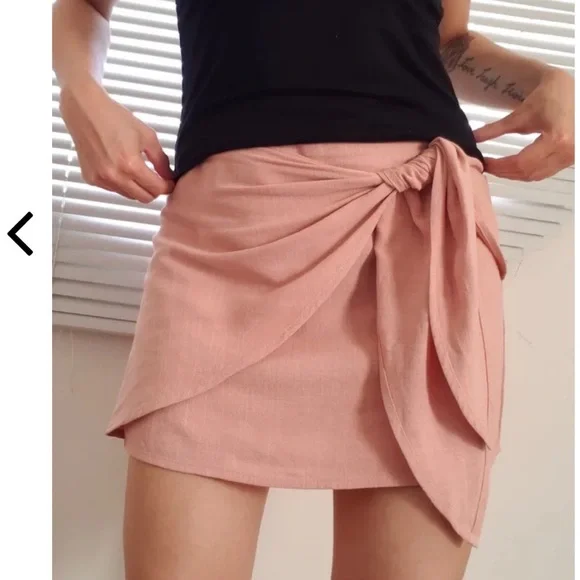 NWT Lulus Ayla Pink Tie-Front Mini Skirt size small - Picture 16 of 16